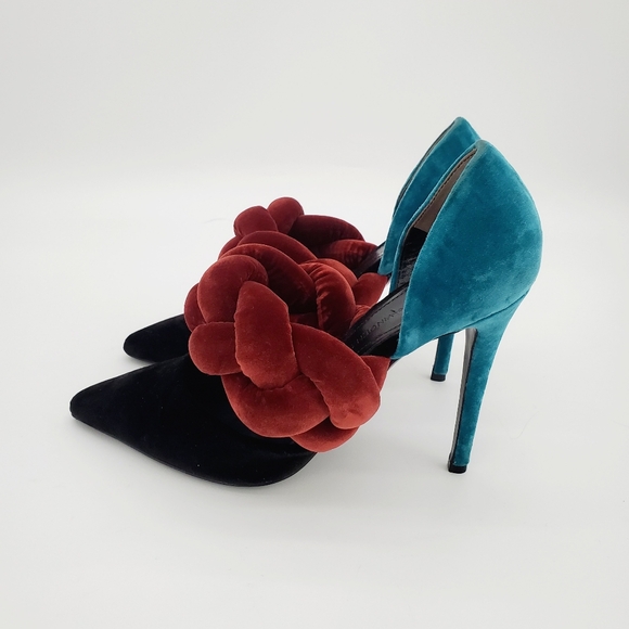 Marco de Vincenzo Color-Block Braided Velvet Pump Heels 38 - Picture 4 of 16